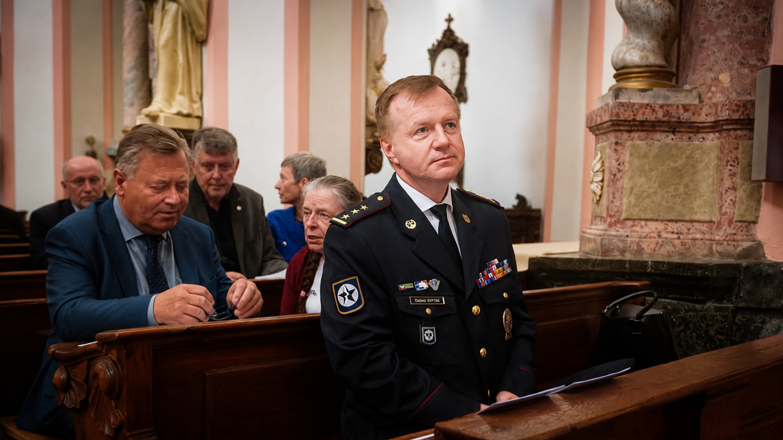 Ředitel ÚDV SKPV plk. Dalimil Sypták (vpravo) během poutní slavnosti v Teplé