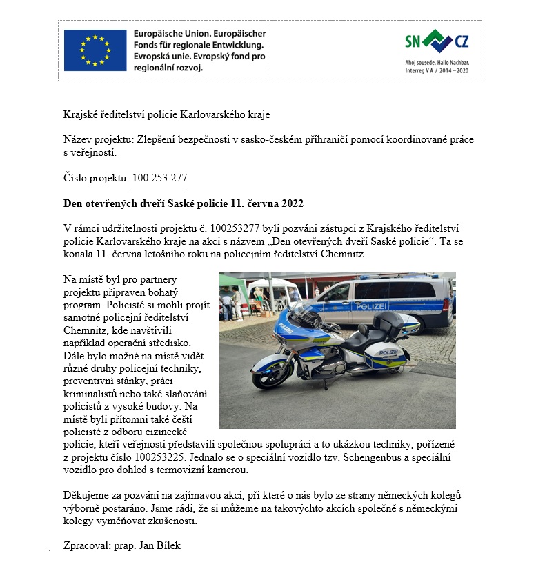 Den otevřených dvěří Saské policie - 11. června 2022