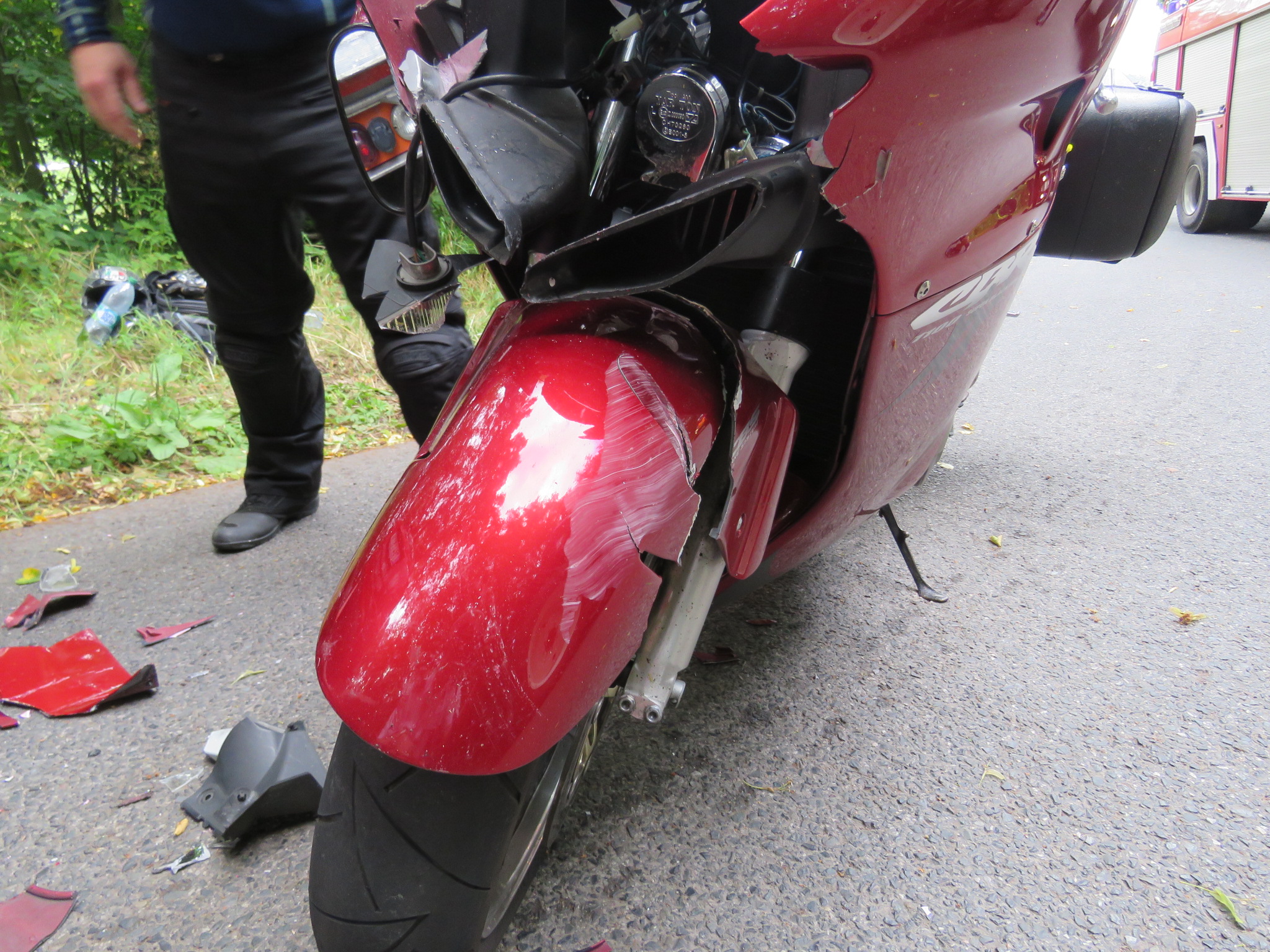 Dopravní nehoda s motocyklem na Slánsku