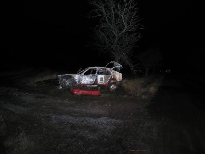 Havárie a požár vozidla u Šatova (3)