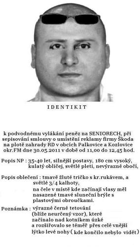 Identikit podezřelého Kozlovice Palkovice