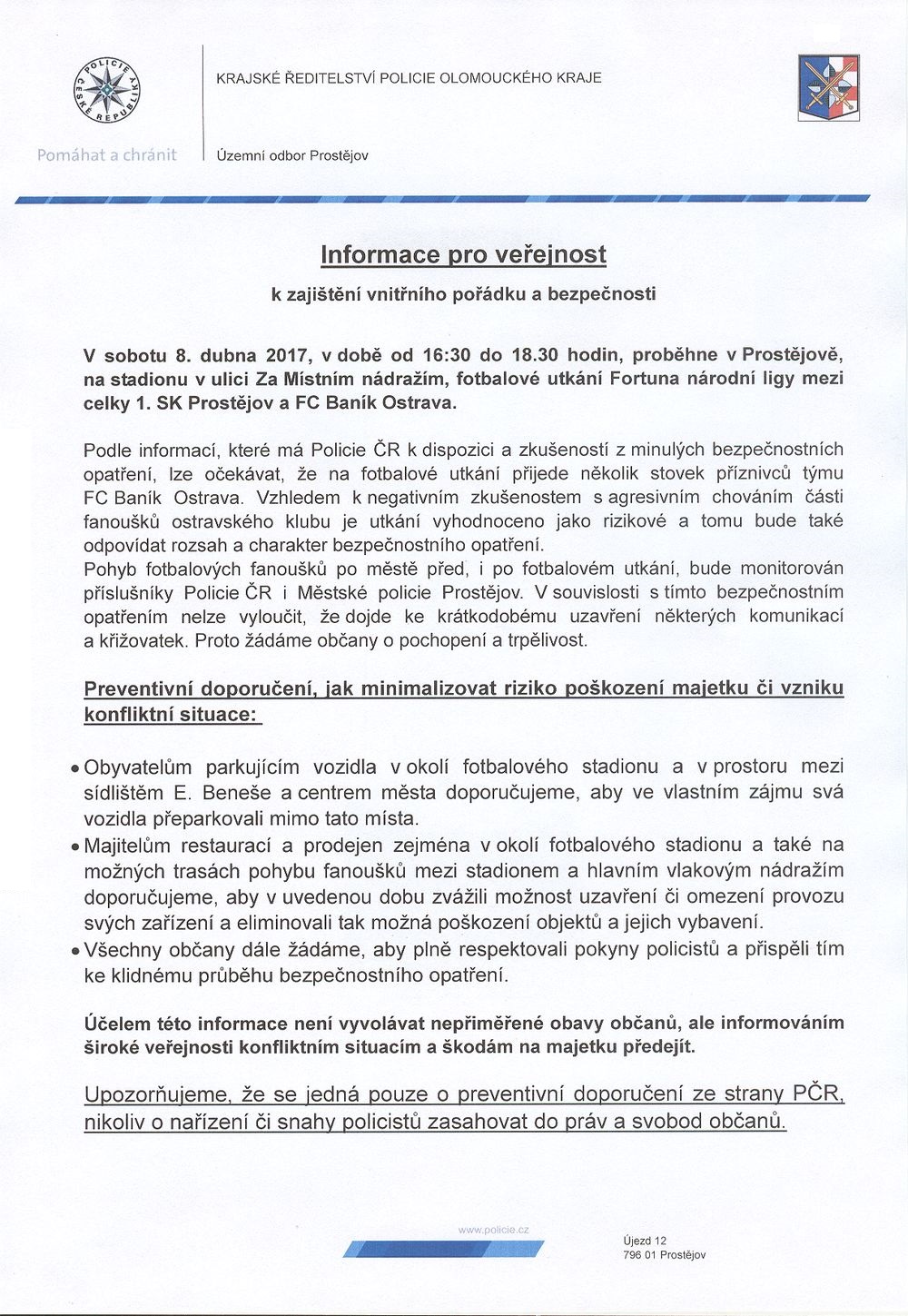 Informační leták pro veřejnost