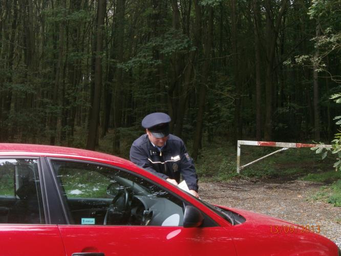 Kontroly vozidel houbařů u lesa