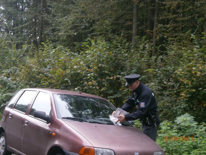 Kontroly vozidel houbařů u lesa