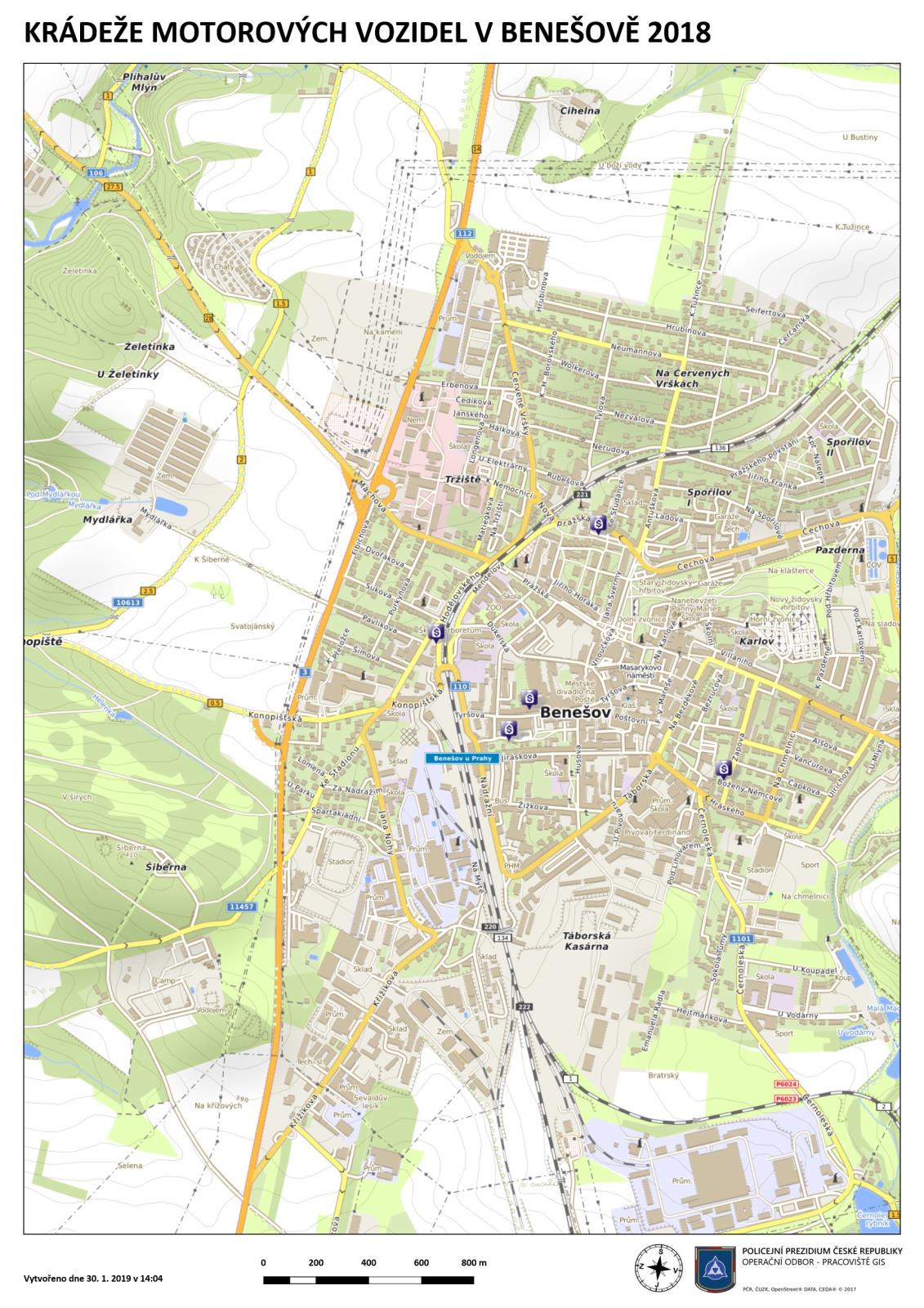 Krádeže motorových vozidel v Benešově