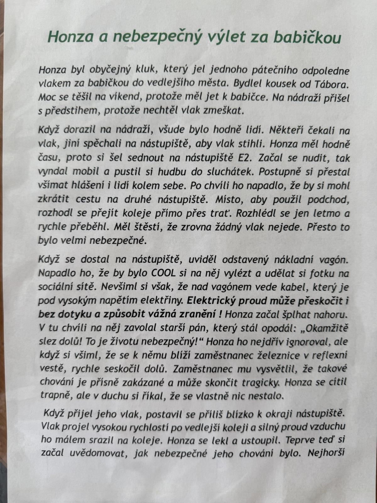 Literární kategorie 1. místo ZŠ a MŠ Hradec Králové - Malšova Lhota (zkráceno)