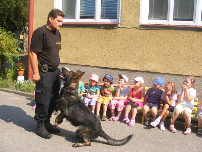 Předškoláci shlédli ukázky výcviku policejních psů.JPG