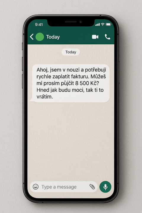 Příklad podvodné zprávy