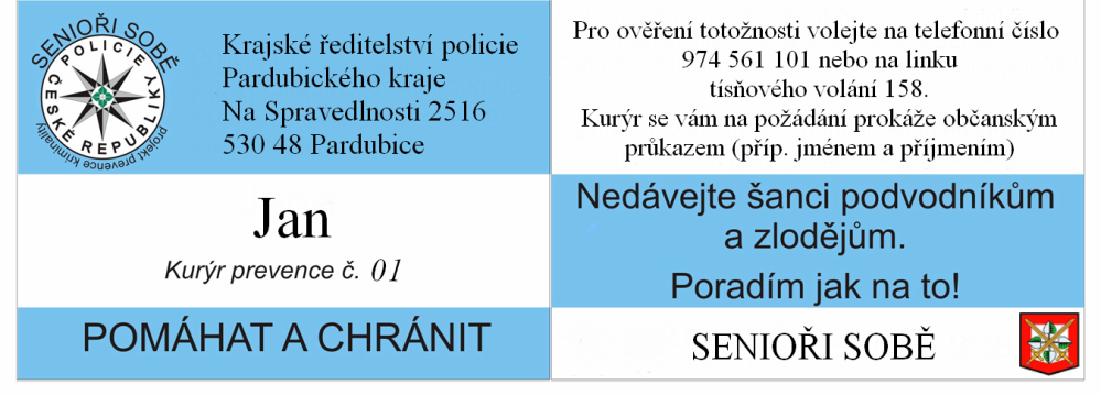 Průkazka kurýra prevence