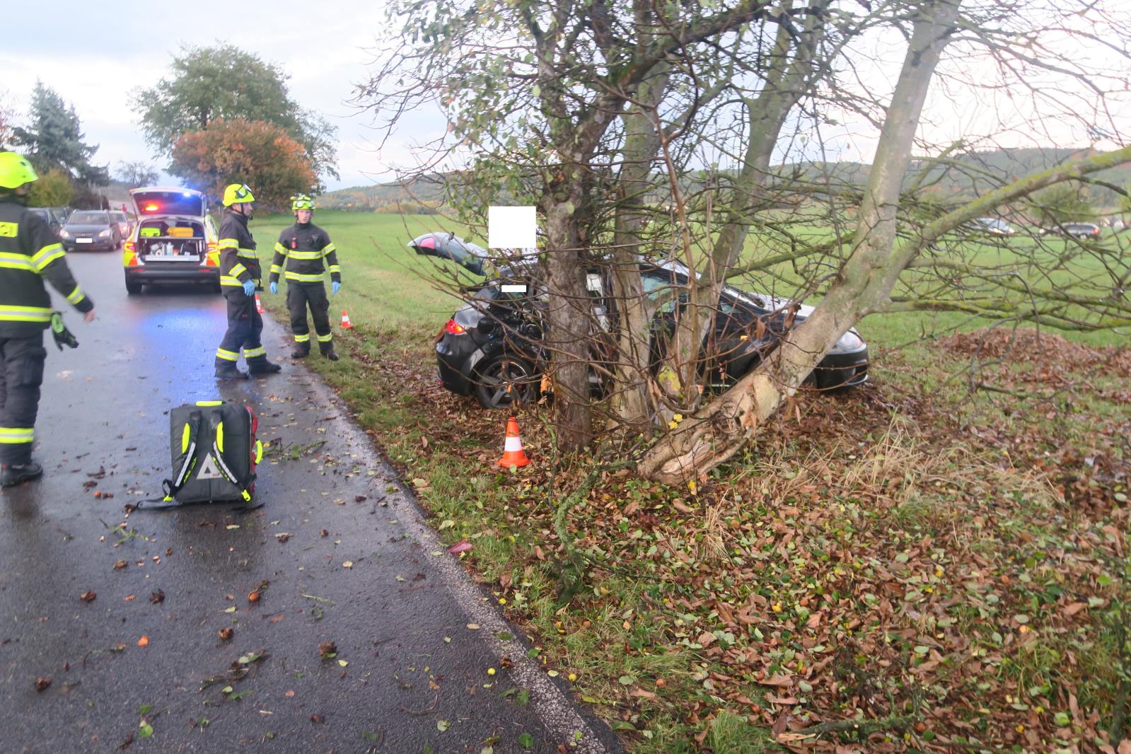 Řidič nezvládl řízení a s vozidlem narazil do stromu.