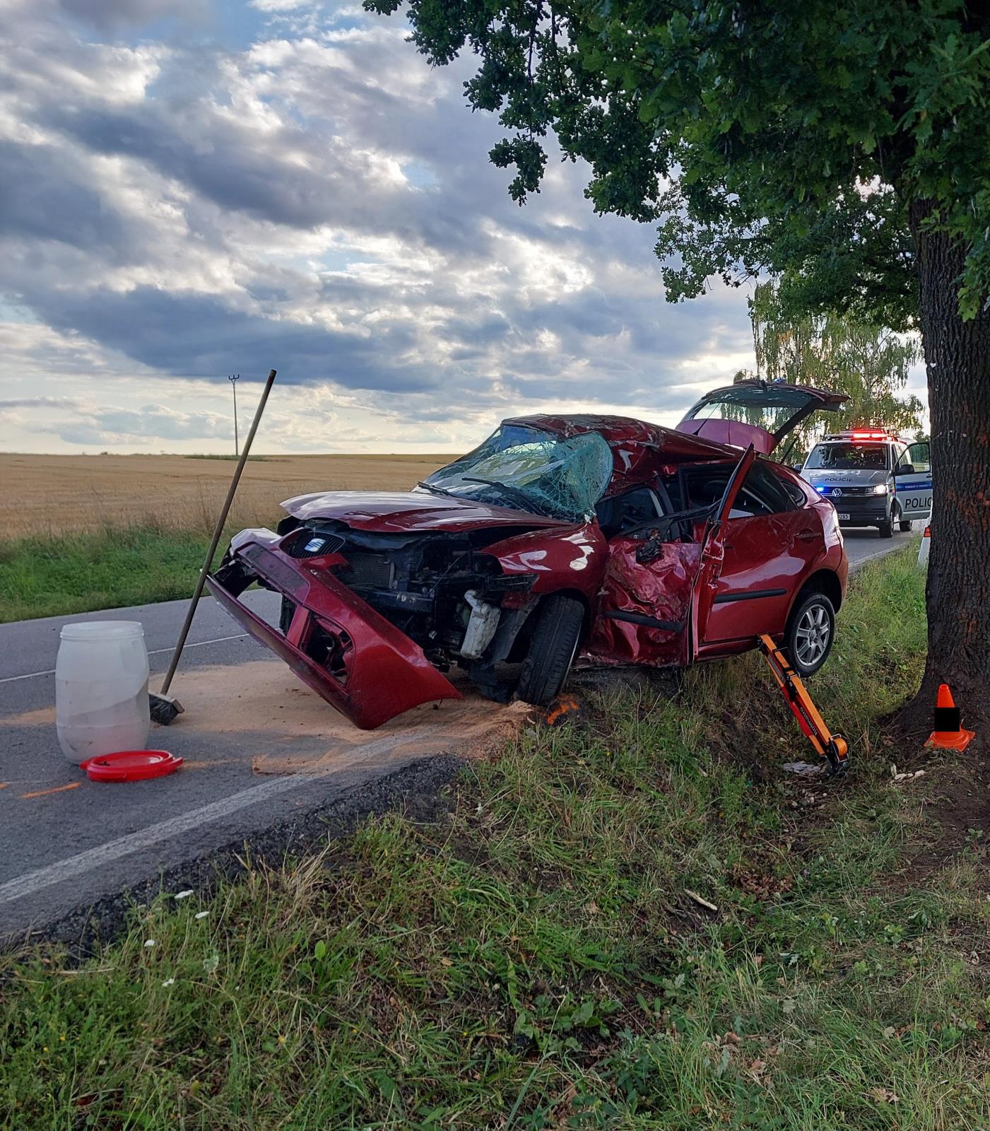 Řidič osobního vozidla nepřežil náraz do stromu.