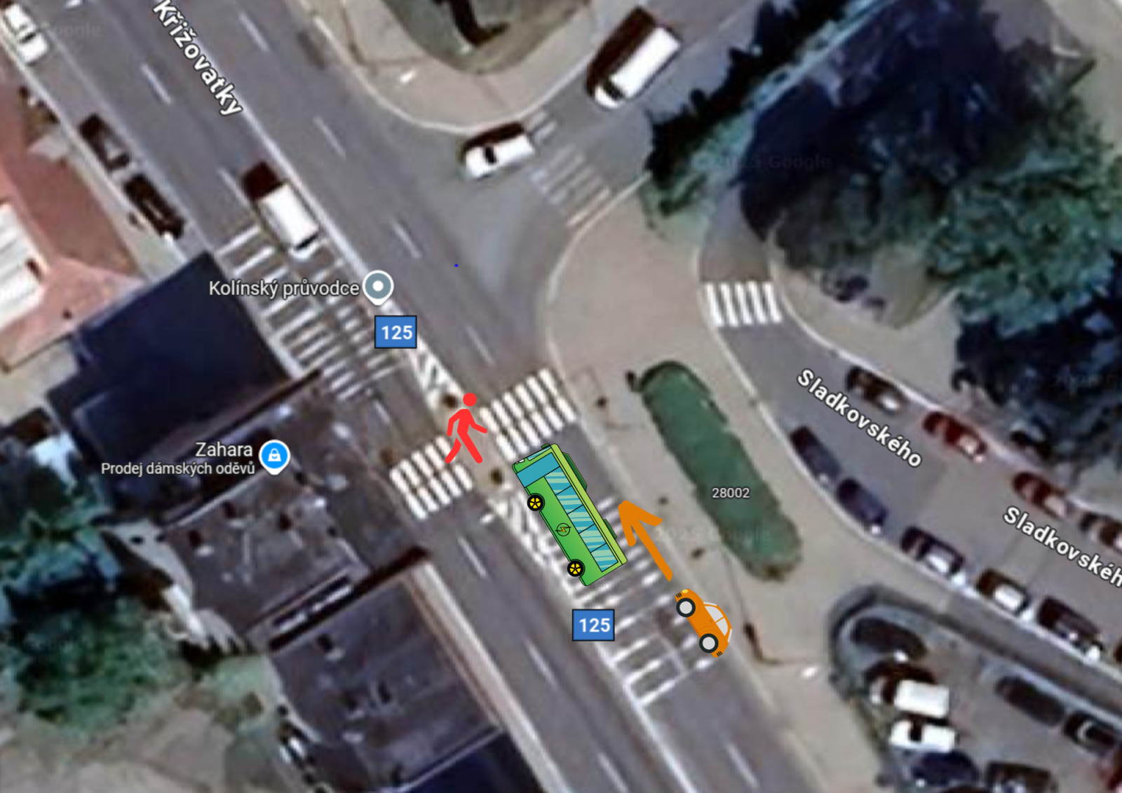 Situace v  ul. U Křižovatky v Kolíně