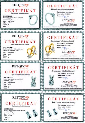 certifikáty šperků