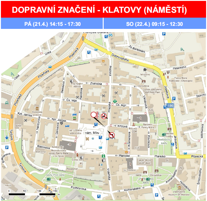 dopravní omezení v centru Klatov