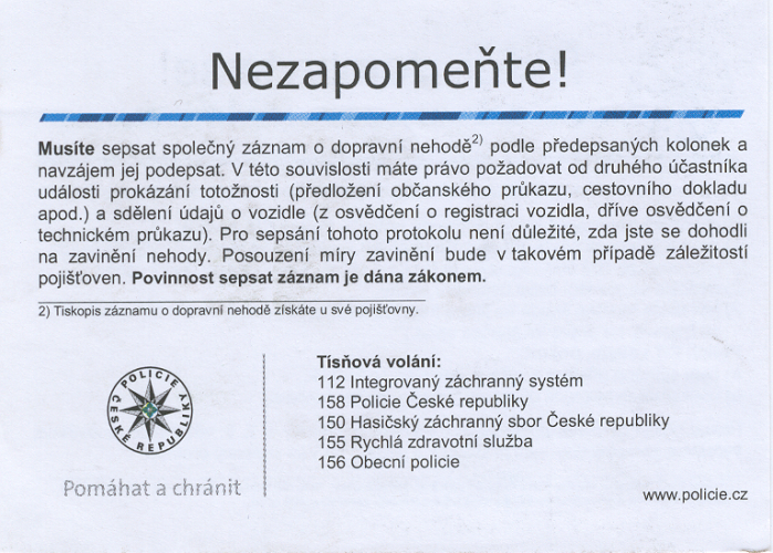 kartička - Nezapomeňte!