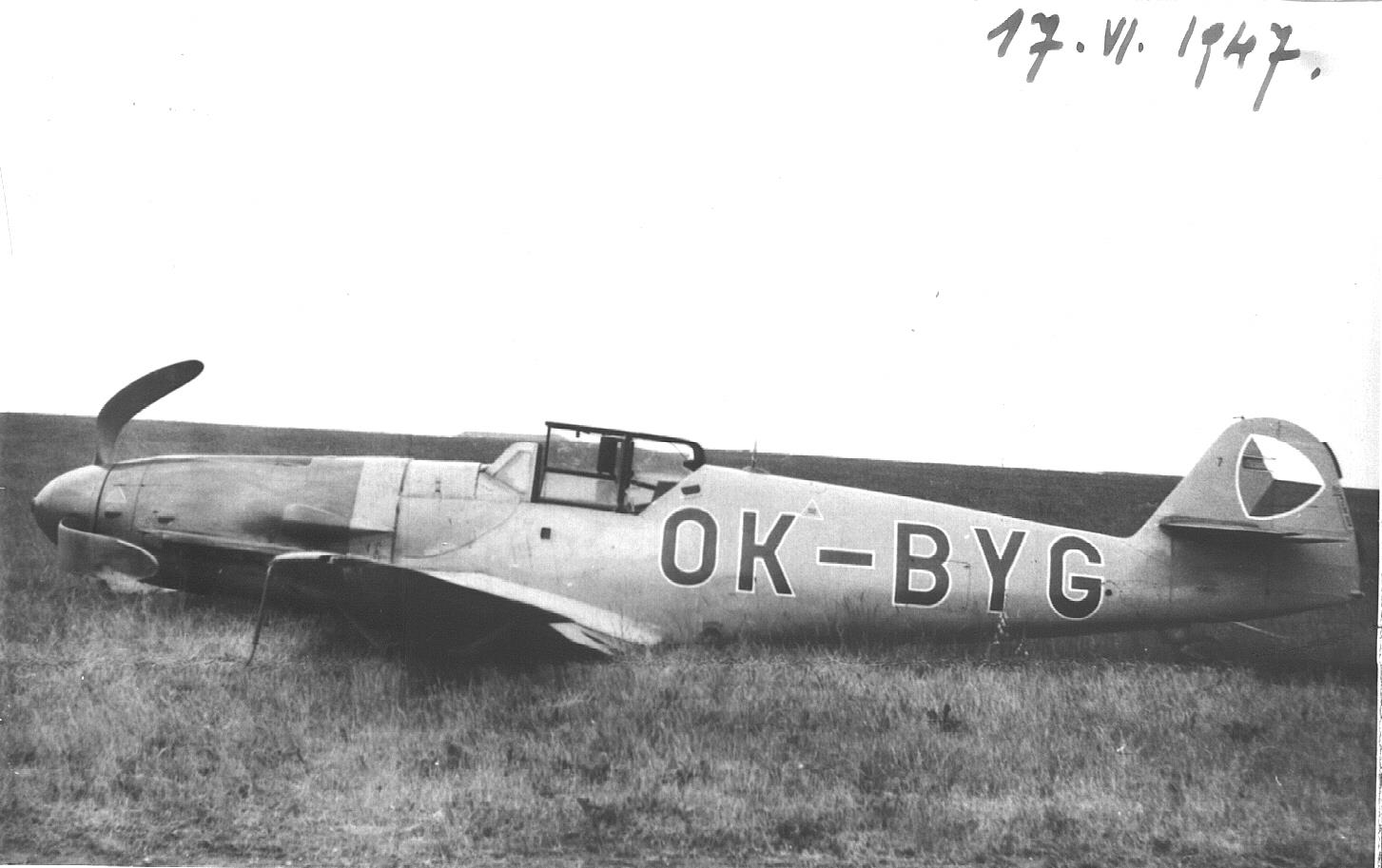letoun S-99 po nouzovém přistání (1947)