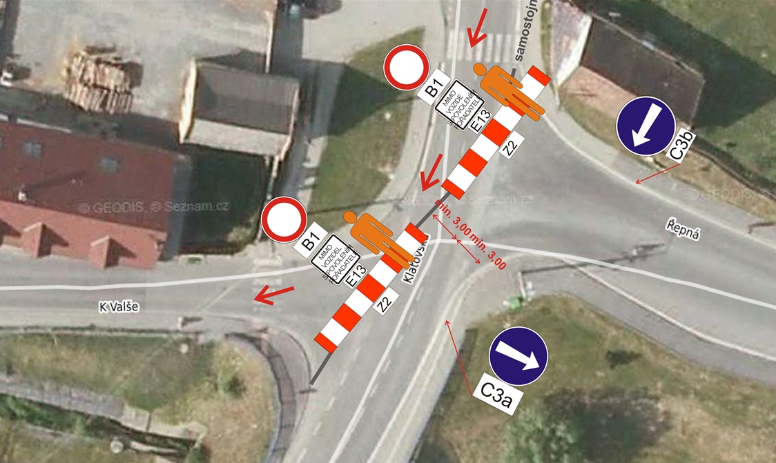 mapa závodu a dopravních omezení
