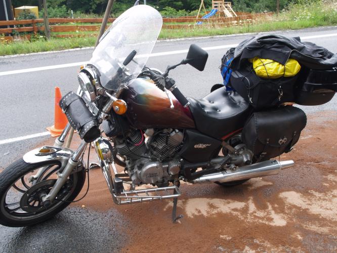 havarovaný motocykl Yamaha